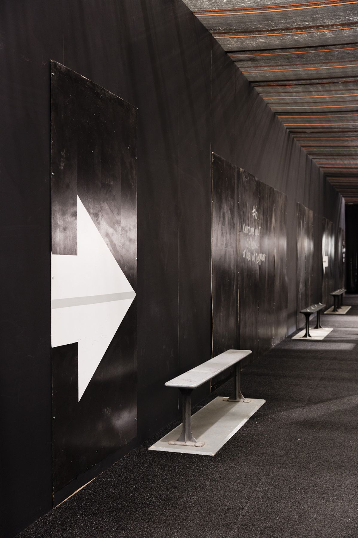 Lutz Bacher Welcome to Purgatory, 2014 Black, white, green, or red paint on plywood panels 54 panels, 96 x 48 inches (243.8 x 121.9 cm) each