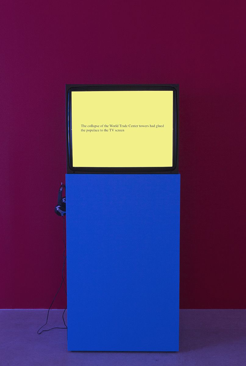 Tony Cokes Evil.12. (edit.b): Fear, Spectra & Fake Emotions, 2009 Digital video, color, stereo 11:43 minutes Edition 1/5, 2AP
