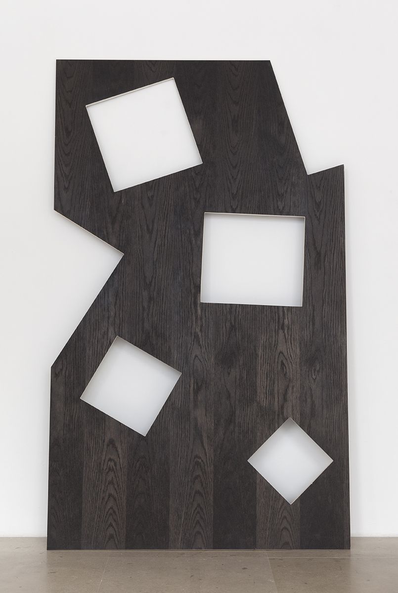 Hilary Lloyd Squares, 2017 Black stained Baltic wood 78 3/4 x 47 1/4 x 3/4 inches (200 x 120 x 1.9 cm)