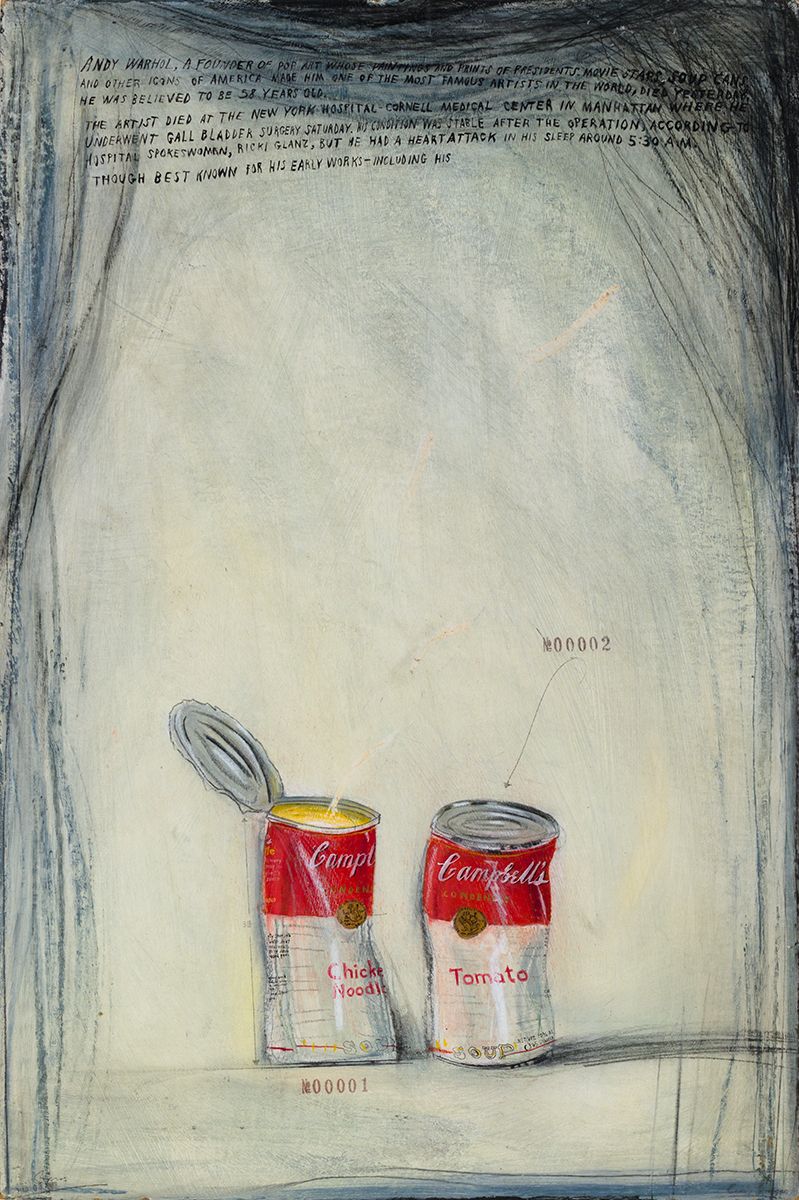 Candy Jernigan, Cambell's Soup Cans #00001-00002, c. 1987, Oil on board, 32 7/8 x 23 x 1 1/2 inches (83.5 x 58.4 x 3.8 cm)