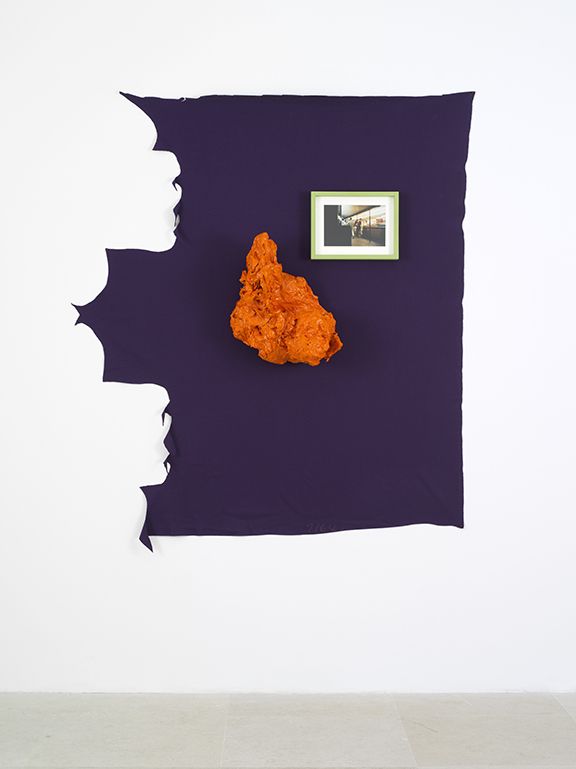 Seconds, 1996, Wood, papier-mâché, acrylic, polyester, and chromogenic print, 64 x 60 x 9 inches
