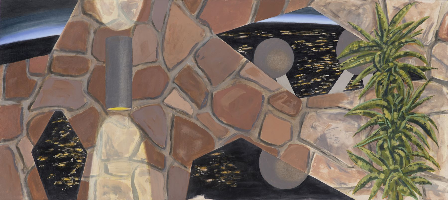 William Leavitt, Sconce Wall, 2013, Flashe on canvas, 36 x 81 inches