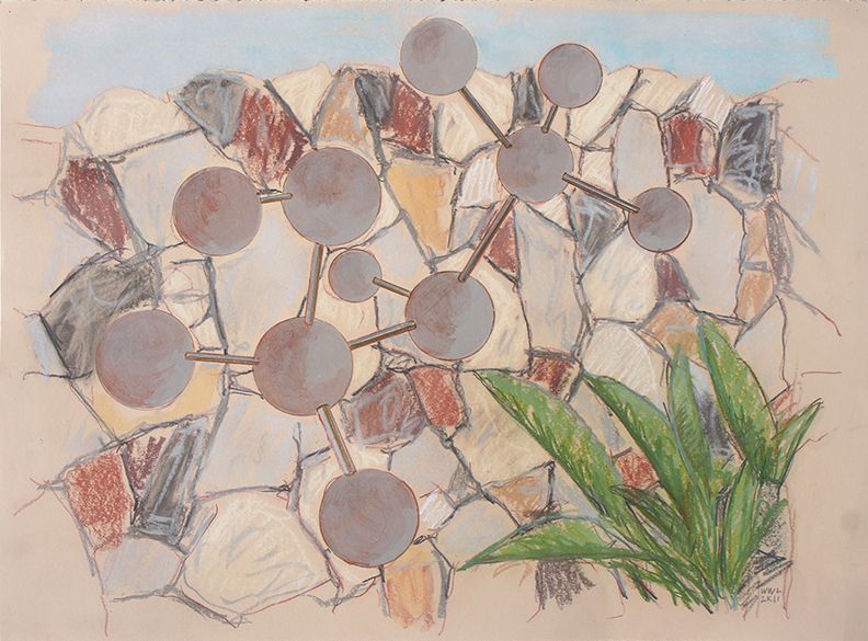 William Leavitt, Field Stone House, 2011, Pastel and acrylic on paper, 25 1/2 x 33 inches