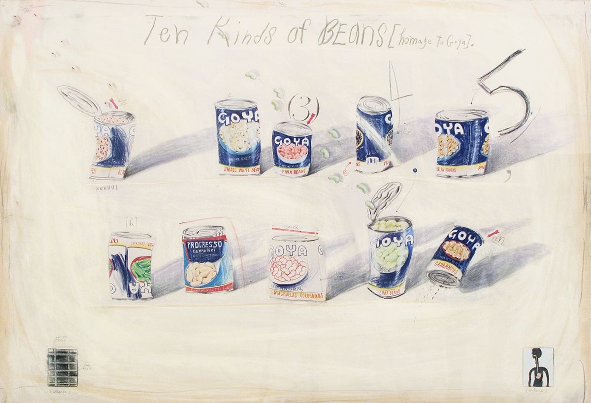 Candy Jernigan, THE NEW YORK COLLECTIONS, Ten Kinds of Beans (Homage to Goya), October 26, 1986, Pastel and pencil on paper, 36 1/4 x 49 3/4 inches (92 x 126.4 cm)