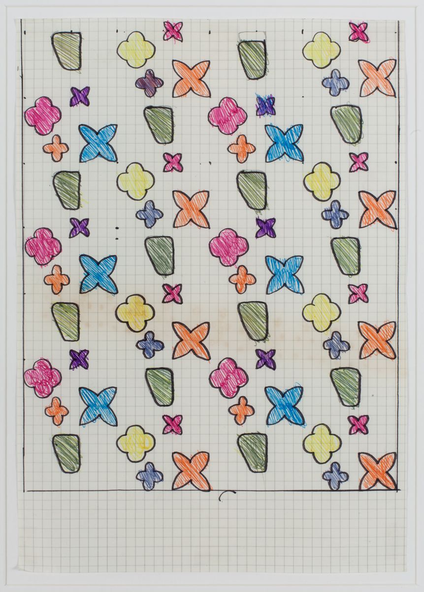 Konrad Lueg Untitled (Muster auf Kästchenpapier), Unknown Pencil and felt pen on graph paper Paper: 10 x 7 7/8 inches (25.5 x 20 cm) Frame: 17 3/4 x 14 3/8 (45.2 x 35.5 cm)