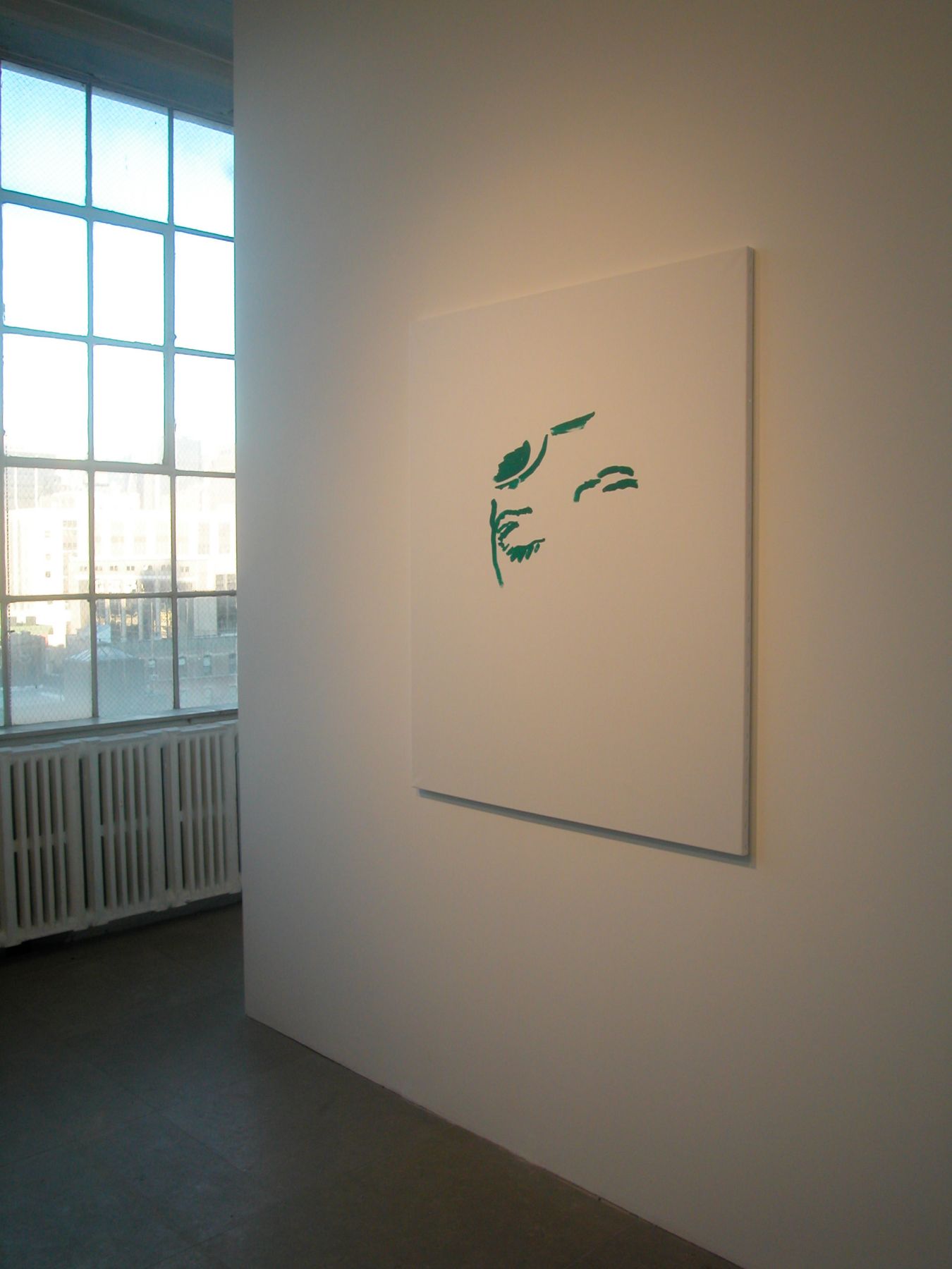Michael Krebber, A Ha, 2001, Oil on canvas, 48 x 39 1/2 inches, Installation view, Greene Naftali, New York, 2005