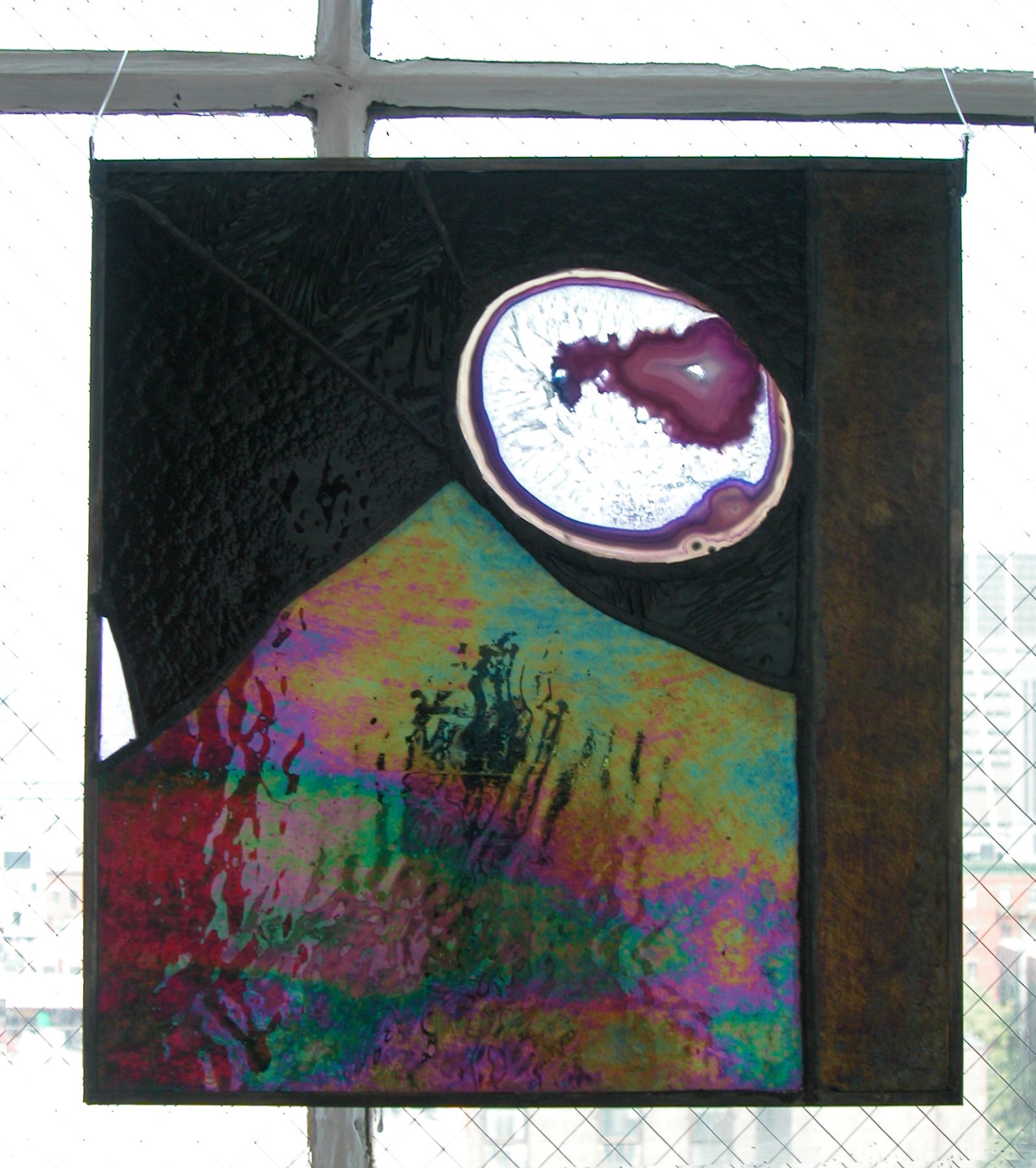 Jim Drain, Untitled (black stained glass), 2007, Stained glass, 16 x 14 inches