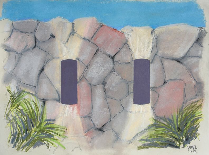 William Leavitt, Purple Wall Lights, 2012, Pastel on paper, 25 1/2 x 33 inches