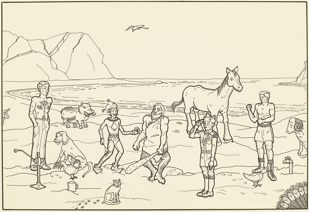 Mayo Thompson Man, 1972 Ink on paper Paper: 9 1/2 x 13 7/8 inches (24.1 x 35.2 cm) Frame: 13 1/2 x 17 7/8 inches (34.3 x 45.4 cm)