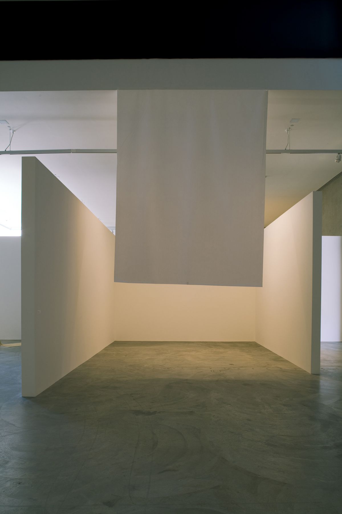 Gedi Sibony Too Many H's and Too Many A's, 2009 Vinyl banner, gallery, light 234 x 192 x 120 inches (594.36 x 487.68 x 304.8 cm) overall