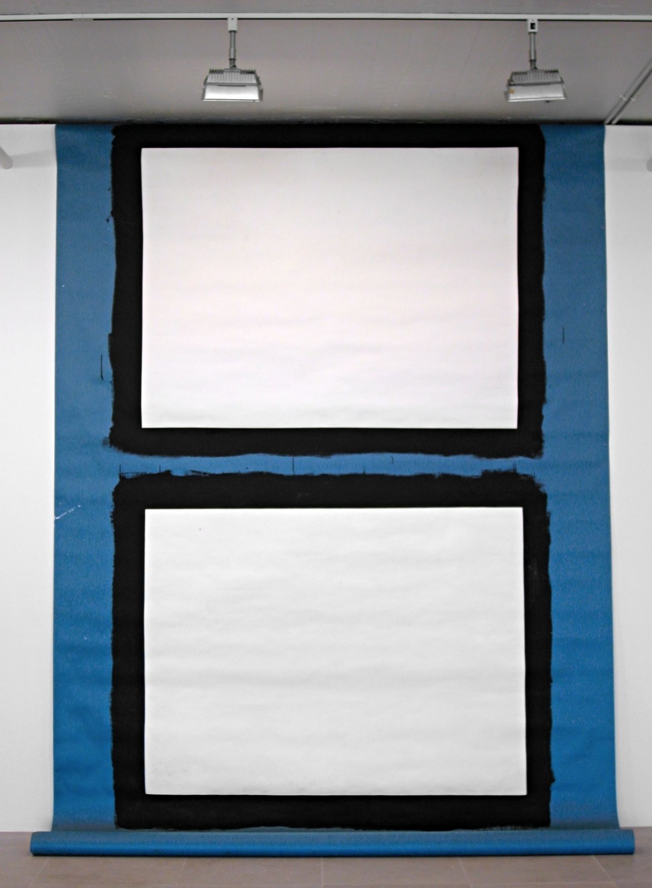Tony Conrad Yellow Movie 3/2-3/73 Yellow Movie 3/4/73, 1973 Emulsion: Odorless White Flat A-C-M Scrubable Nu-Plastic Velvet by Arthur C. Mangles Industries Inc. Base: Riviera blue seamless paper 173 x 106 inches