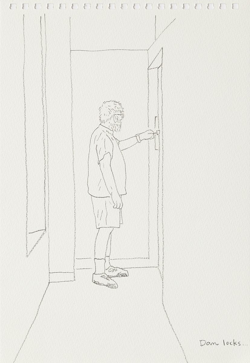 Mieko Meguro Dan Locks..., 2016 Graphite on paper Image: 9 7/8 x 6 3/8 inches (25.1 x 16.5 cm) Frame: 12 1/2 x 9 1/2 x 1 1/8 inches (31.7 x 24.1 x 3.0 cm)