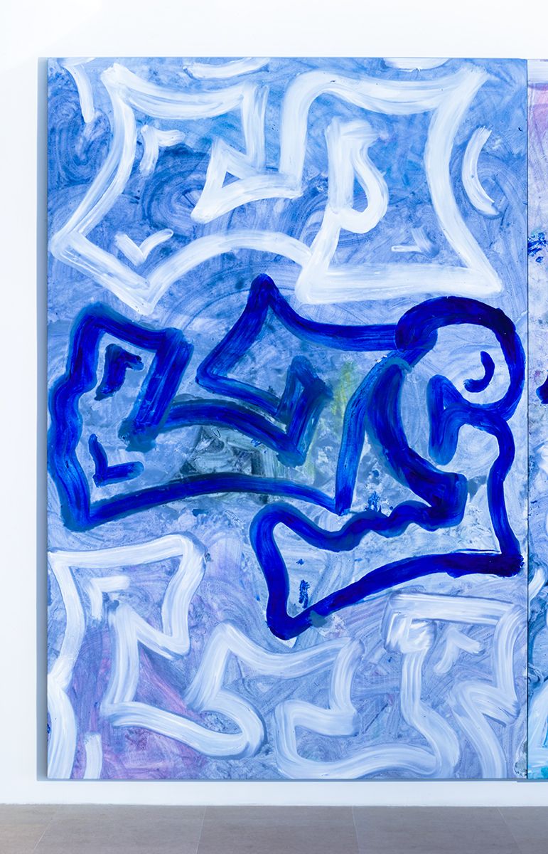 Ida Ekblad, Untitled, 2014, Oil on linen, 118 1/8 x 78 3/4 inches