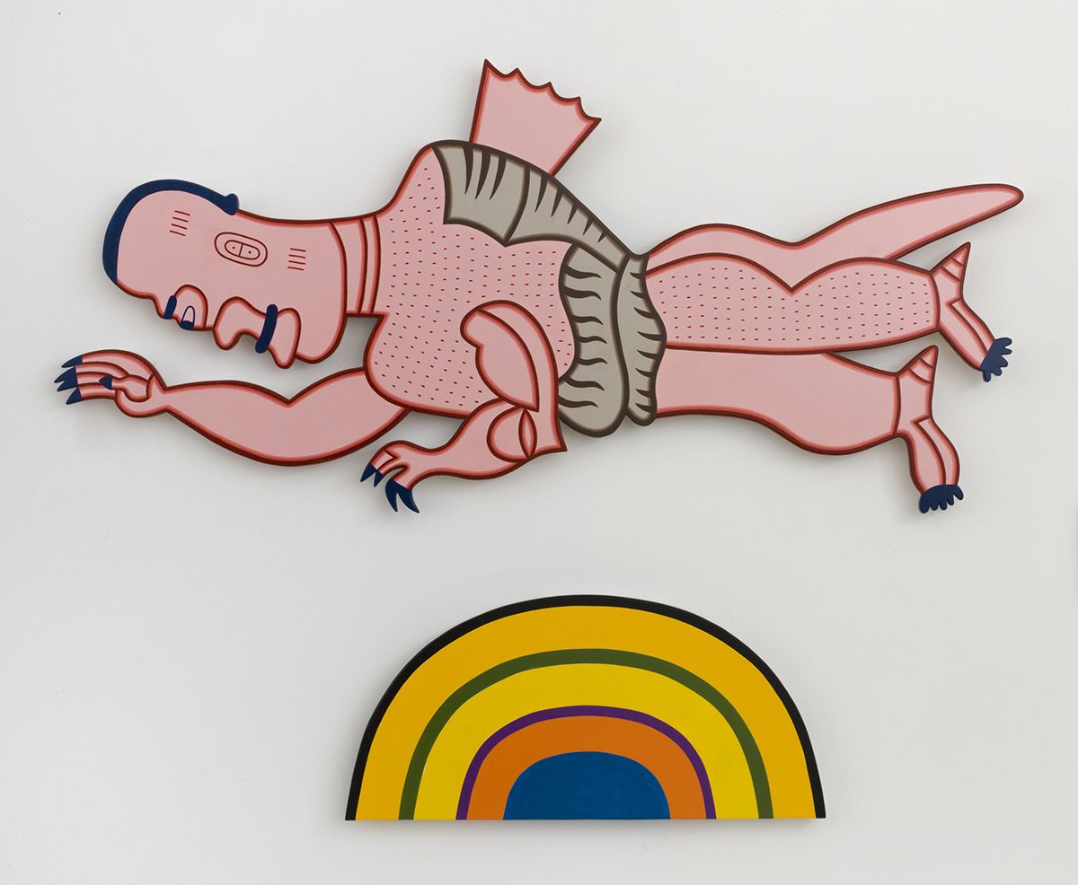 Karl Wirsum Some Underwear Over the Rainbow, 2013 Acrylic on panel in 2 parts 39 x 47 x 1 1/4 inches (99 x 119 x 3 cm)
