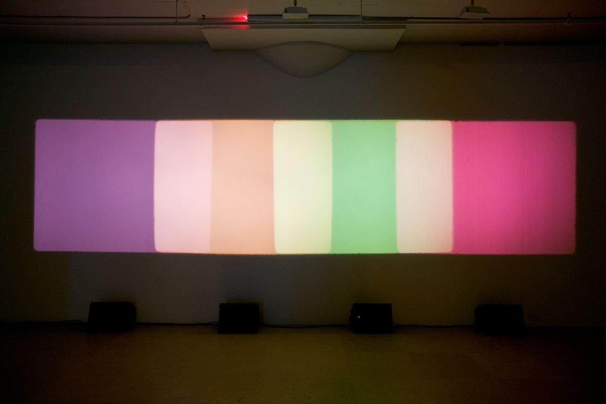 Paul Sharits, Shutter Interface, 1975, 4-screen 16mm loop projection with 4 separate soundtracks, color, Indefinite duration