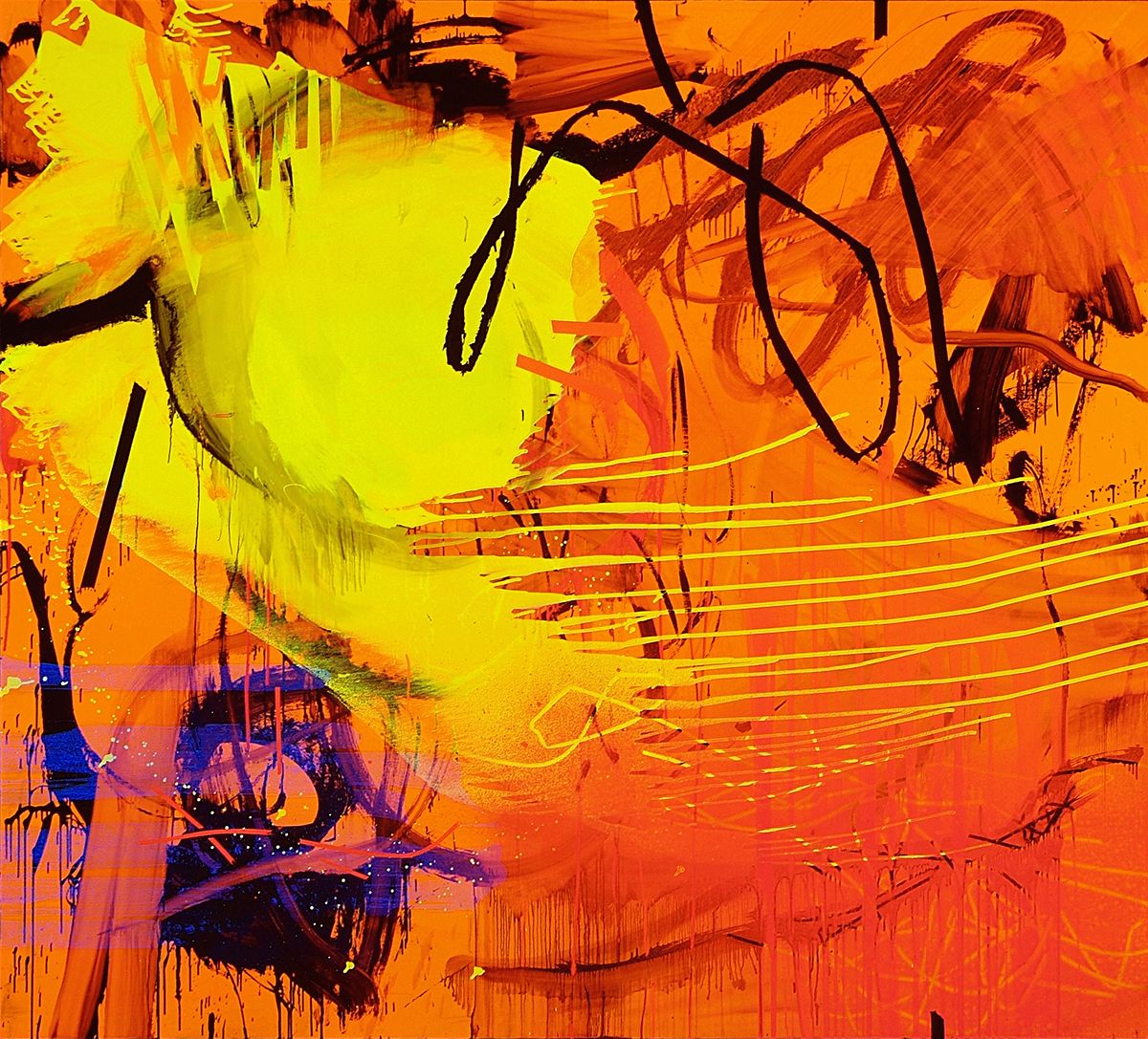 Jacqueline Humphries Note to Self, 2005 Oil on linen 76 x 84 inches (193 x 213.4 cm)