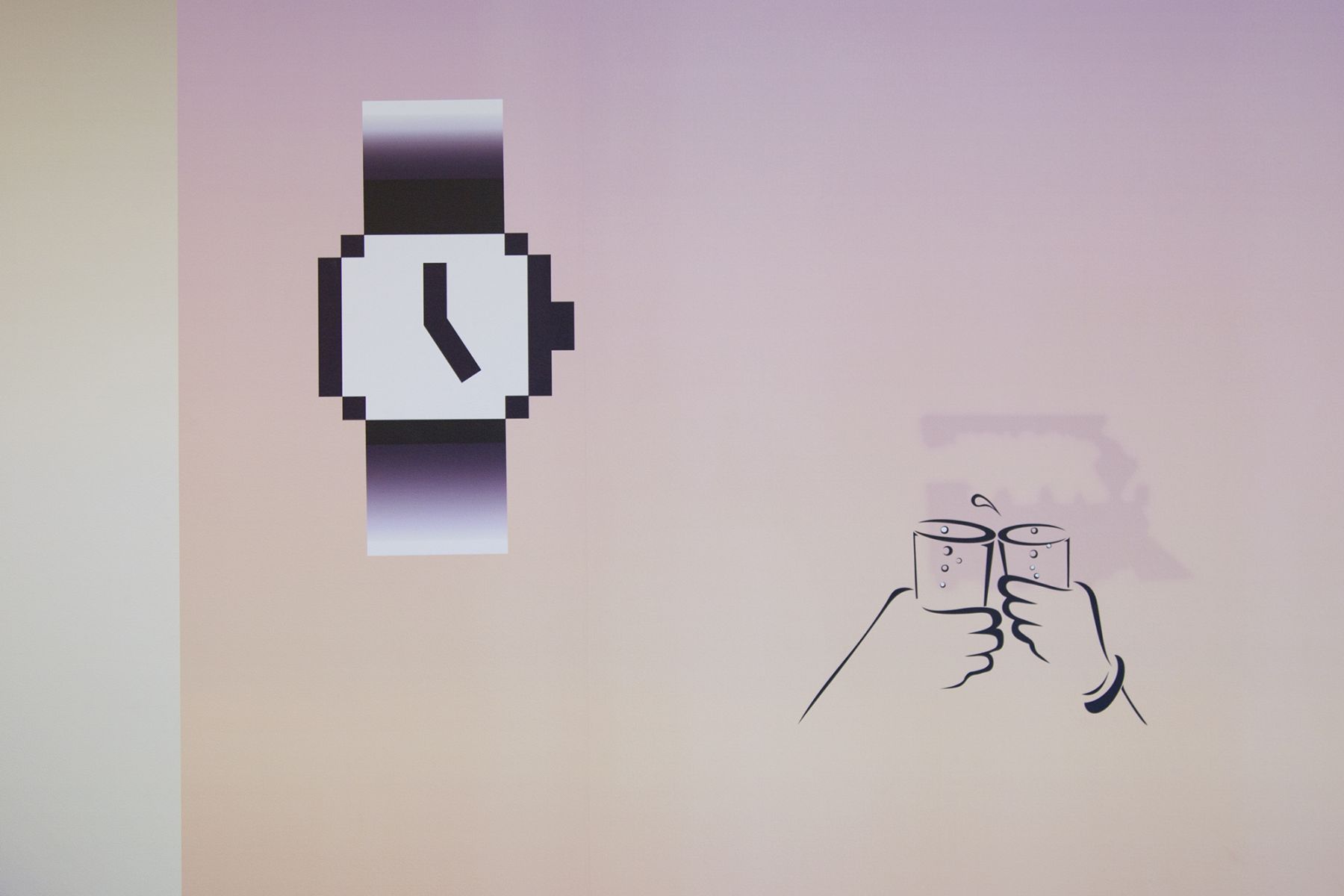 Helen Marten, Some Civic Shades (Highball Hi Rise), 2011 (detail), Digitally printed wallpaper from vector drawing, Dimensions variable, Installation view, Greene Naftali, 2011
