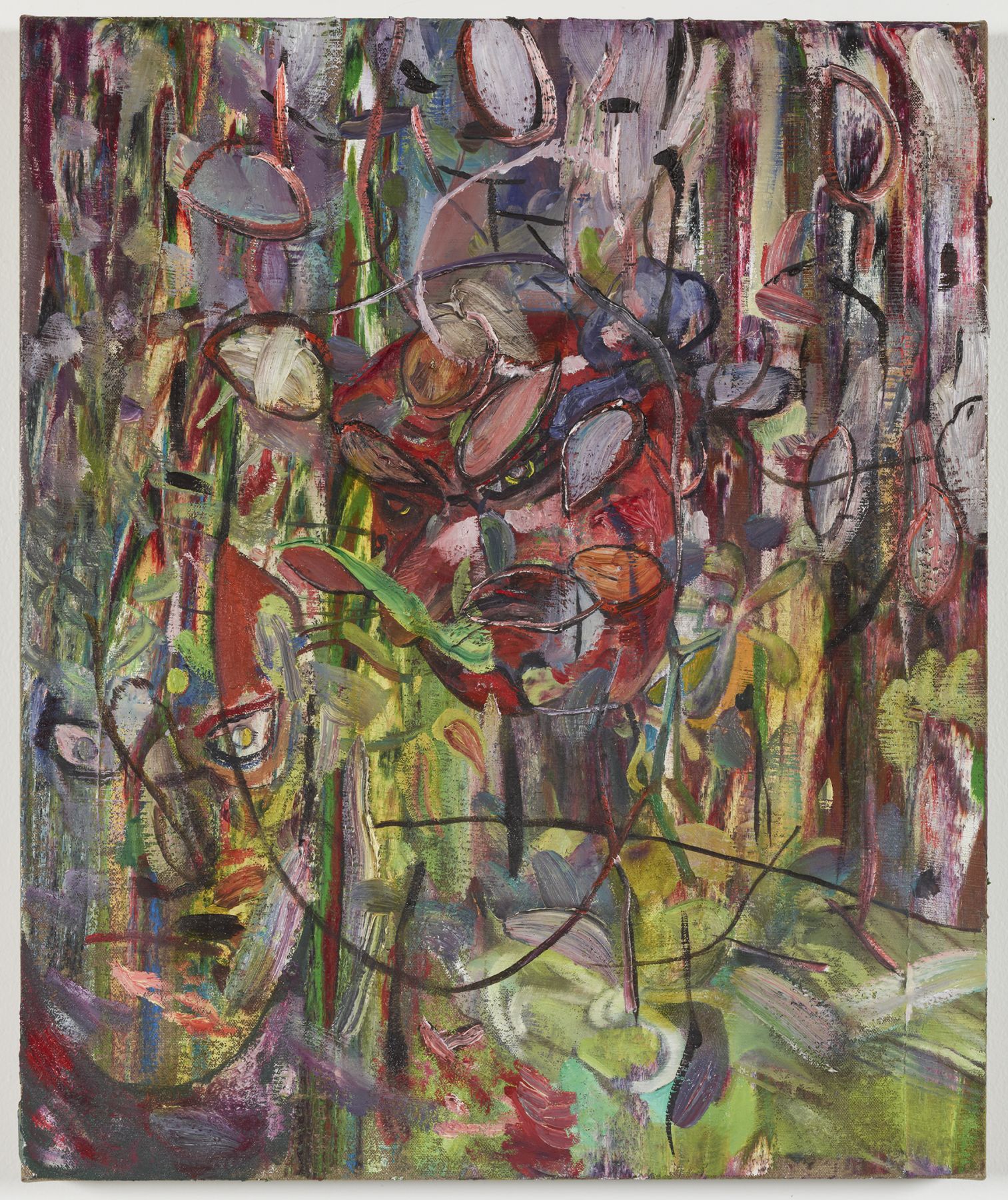 Elliott Hundley, Still Life with Two Masks