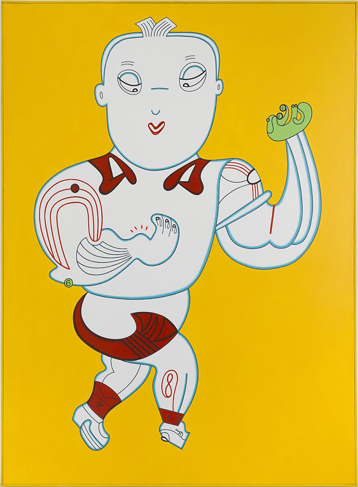 Thumb Thwack, 1986, Acrylic on canvas with painted wood frame 