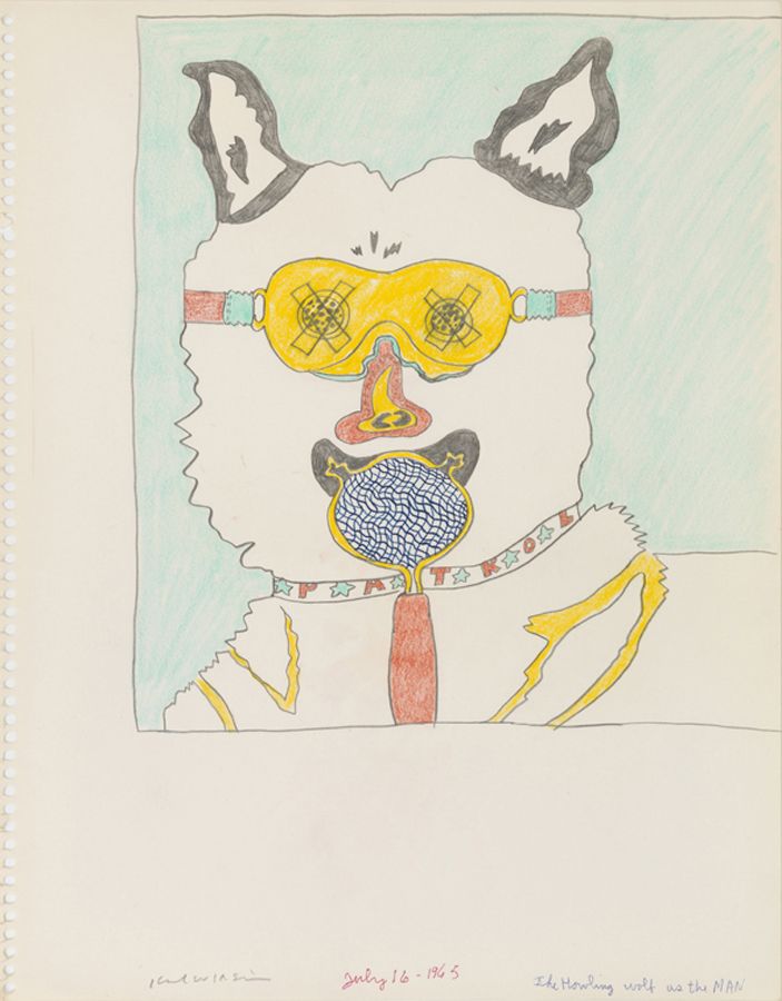 Untitled (Study for "No Dogs Aloud"), 1965, Ink, graphite and color pencil on paper