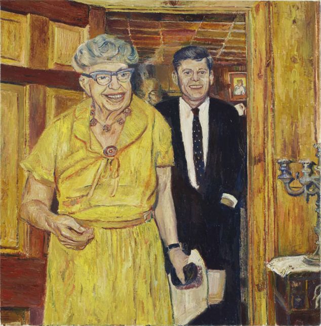 Eleanor Roosevelt and JFK (The Raft at Tilsit), 2006, oil on linen 