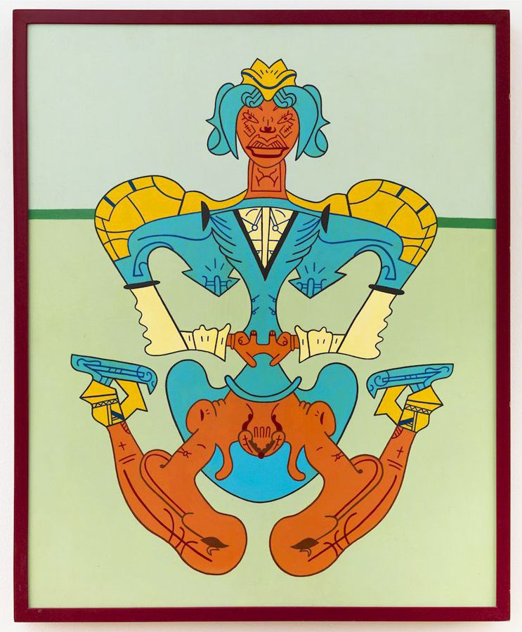 Great Skates III, 1976, Acrylic on board with painted wood frame 