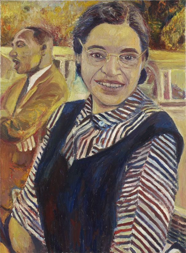 Rosa Parks and Martin Luther King, Jr., 2006, oil on linen