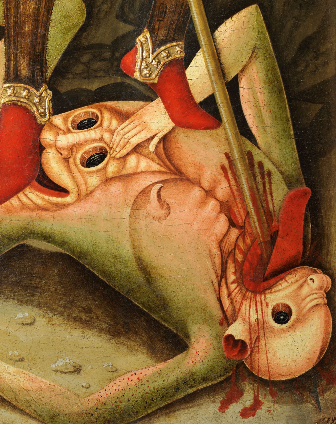 Maestro de los Florida (Juan de Bonilla? doc. 1442-78), Saint Michael Vanquishing the Devil (detail)