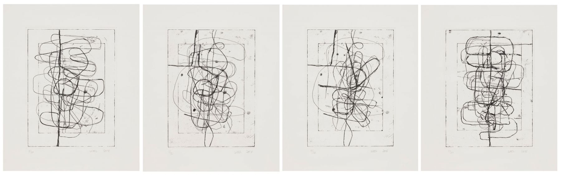 Christopher Wool, Untitled, 2018, Portfolio of four intaglio polymer photogravure prints on Hahnemühle Copperplate Bright White 300 gsm paper, Edition of 20