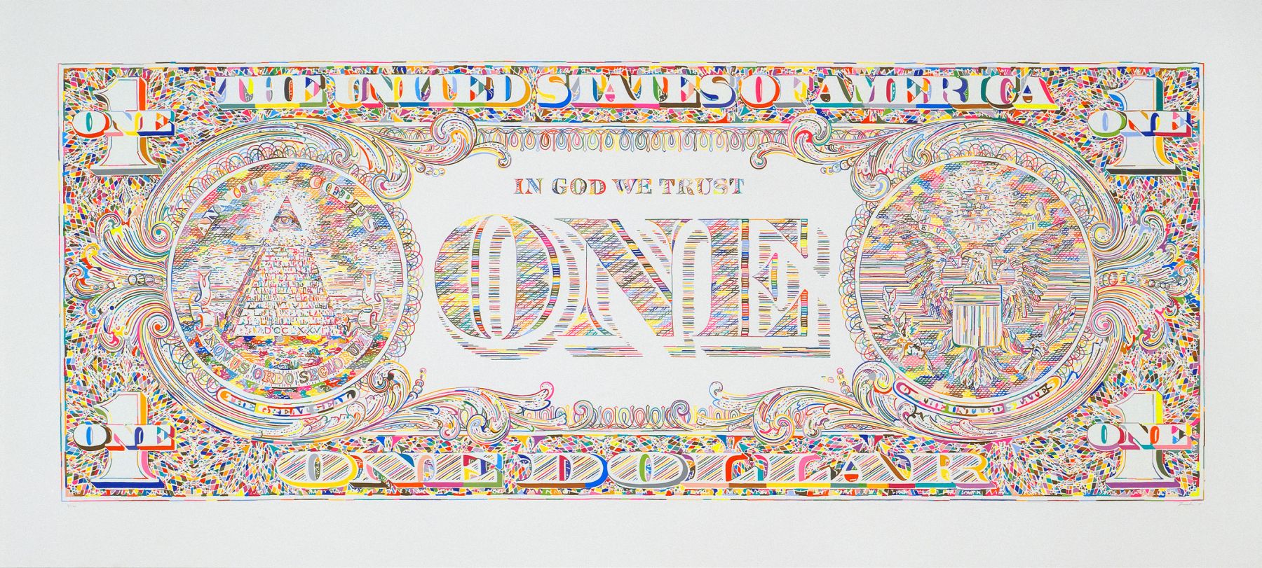 Tom Friedman, Untitled (dollar print, back), 2011, Silkscreen print, Edition of 100
