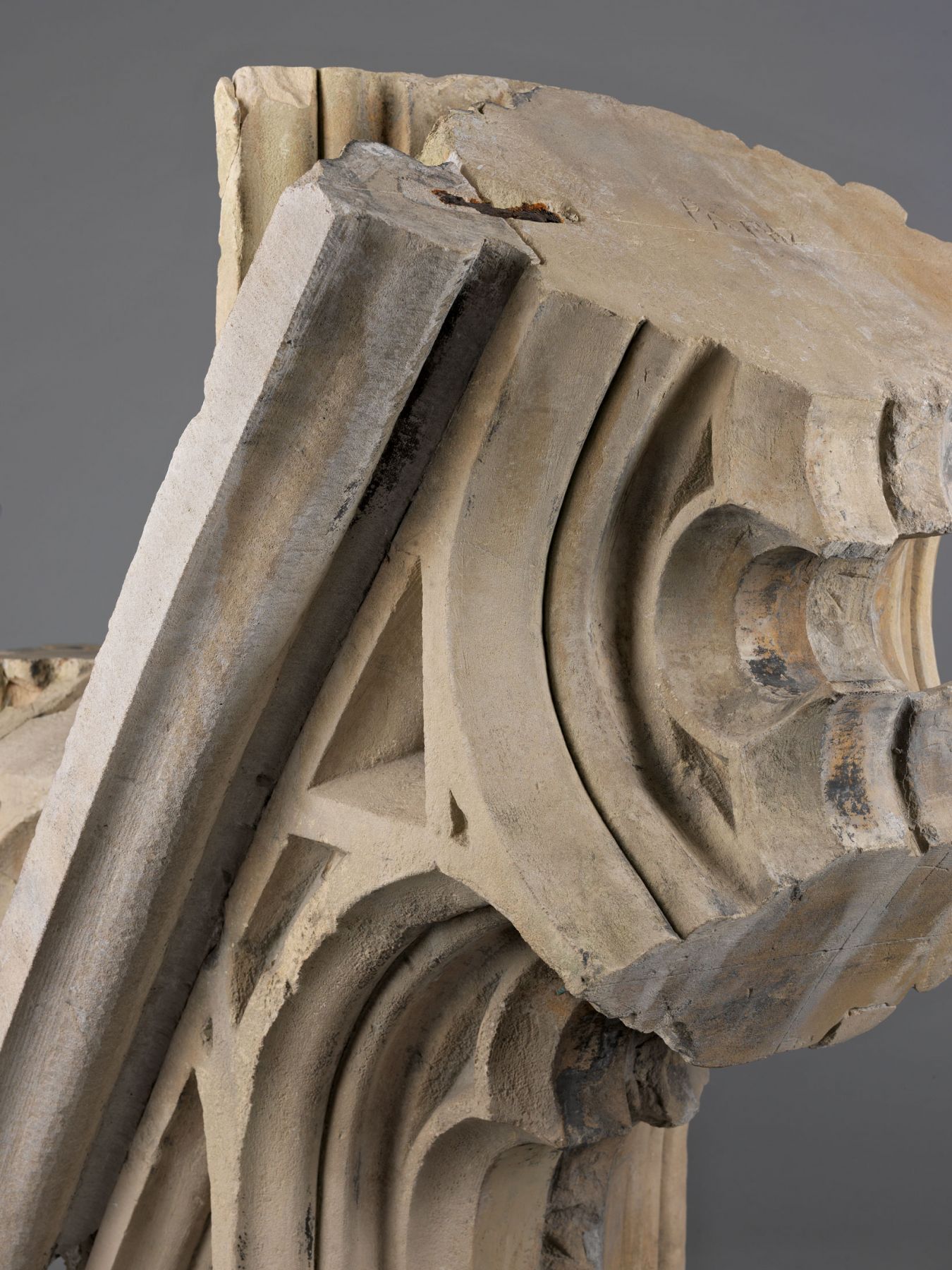 A monumental arch intersection from the south window of Canterbury Cathedral (detail), Canterbury, Kent, England
