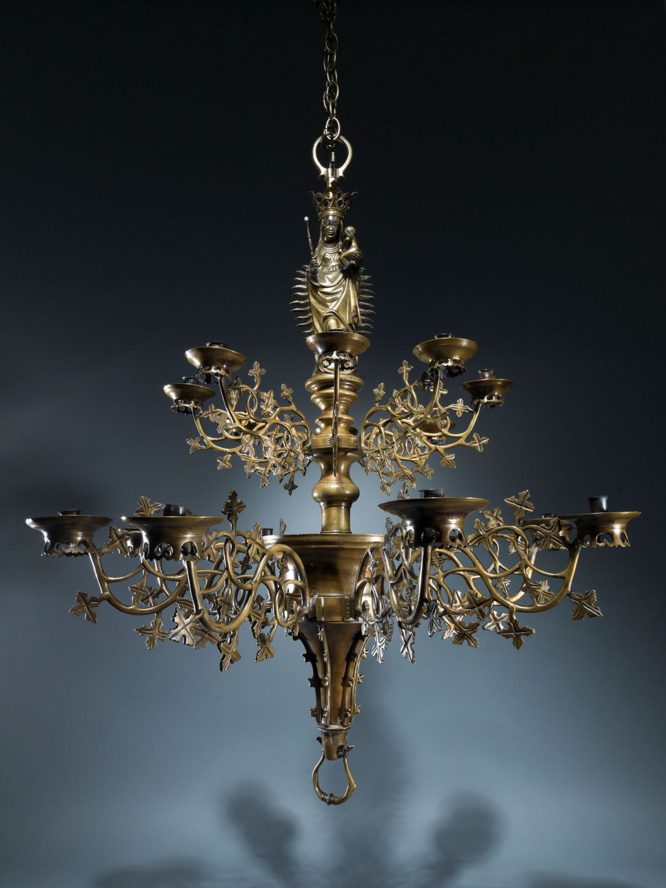 A two-tier chandelier with the Virgin and Child, Southern Netherlands