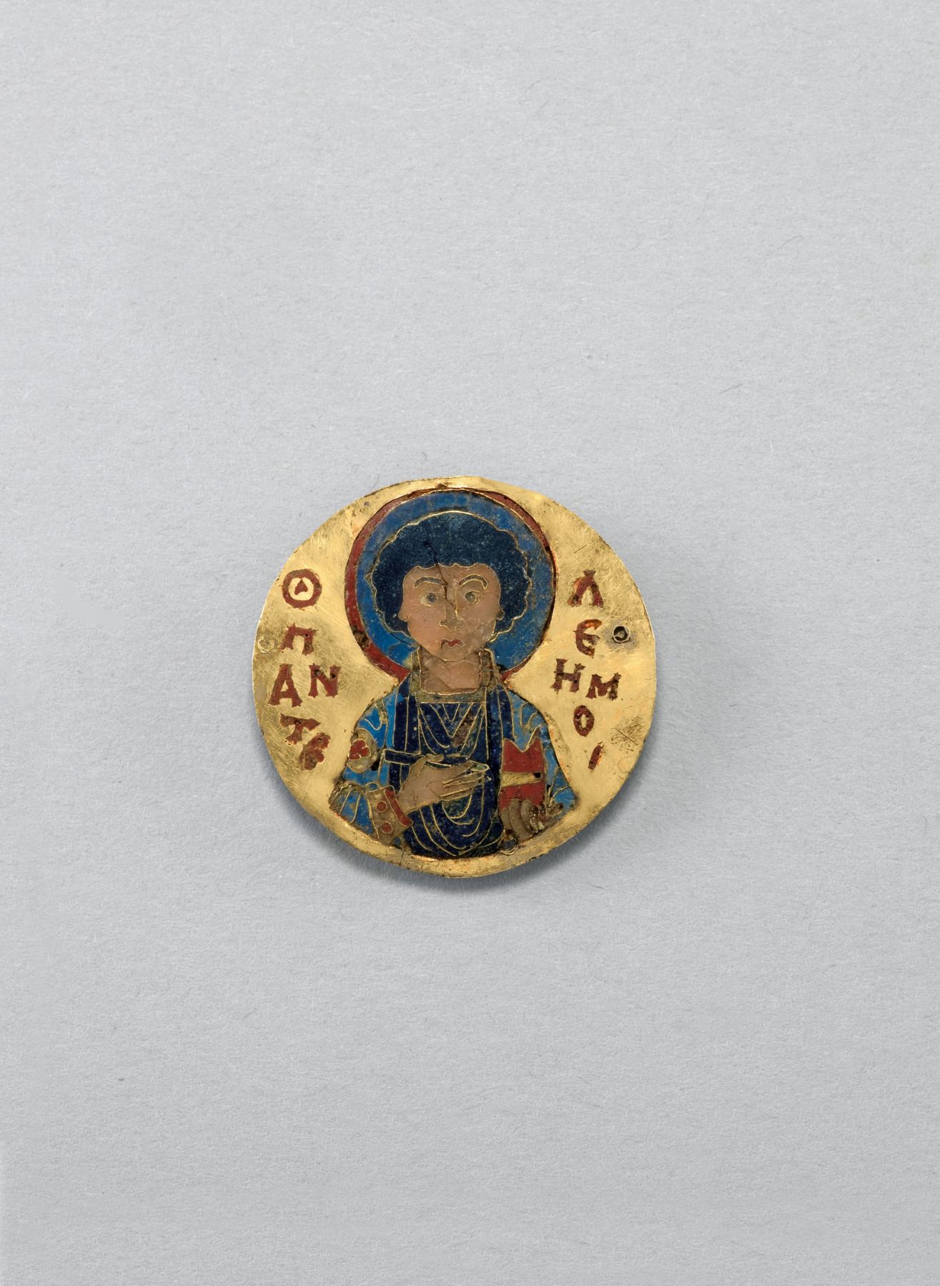 Cloisonné enamel medallion showing Saint Pantaleon, Constantinople