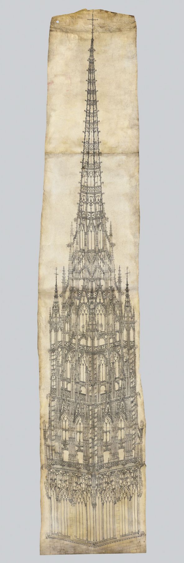 Roulland le Roux (active c. 1500-20) and Pierre des Aubeaux (active 1511-23), A monumental drawing for the crossing tower of Rouen Cathedral, presented to the Cathedral Chapter on March 8th, 1516