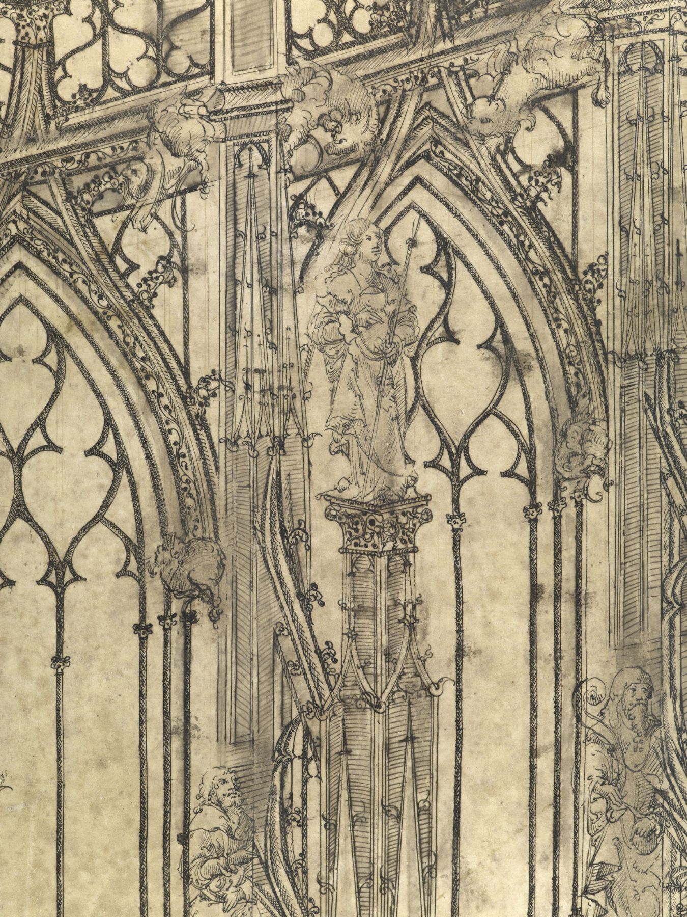 Roulland le Roux (active c. 1500-20) and Pierre des Aubeaux (active 1511-23), A monumental drawing for the crossing tower of Rouen Cathedral, presented to the Cathedral Chapter on March 8th, 1516