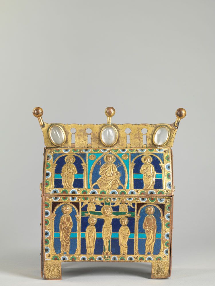An enameled casket showing the Crucifixion, Limoges, France
