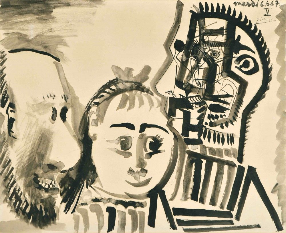 PABLO PICASSO, Trois Têtes