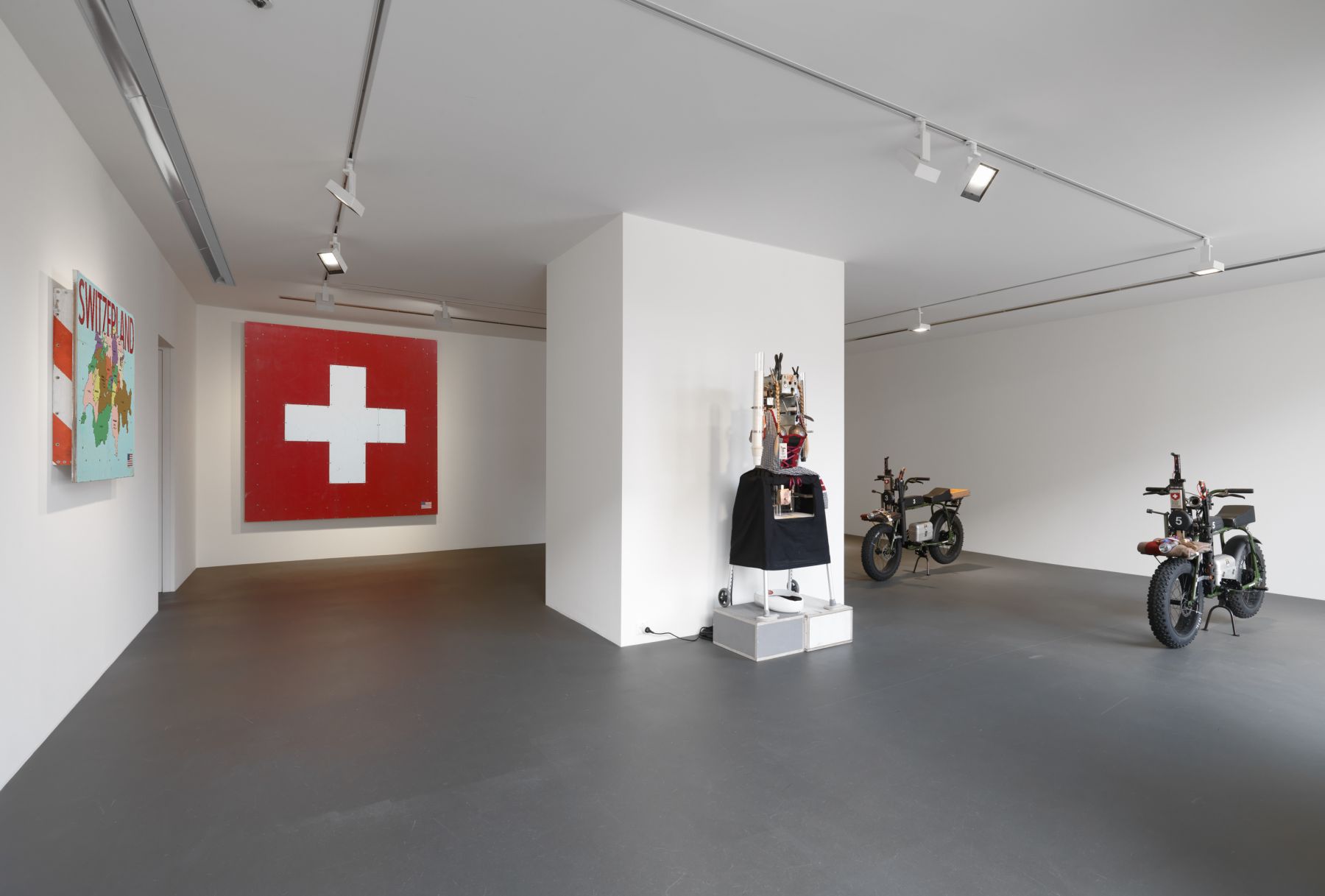 Installation view, Tom Sachs, The Pack, Vito Schnabel Gallery, St. Moritz, 2018-2019, © Tom Sachs; Photos by Stefan Altenburger; Courtesy Tom Sachs Studio and Vito Schnabel Gallery