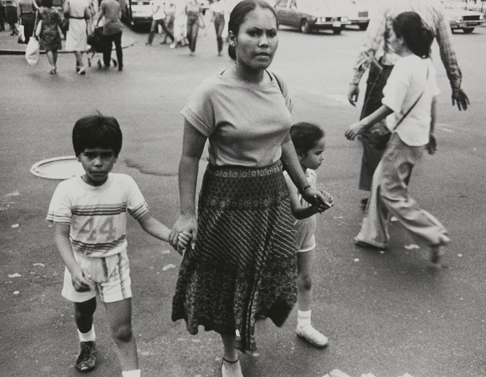 Rudy Burckhardt Untitled, New York (Woman with two children), c. 1985