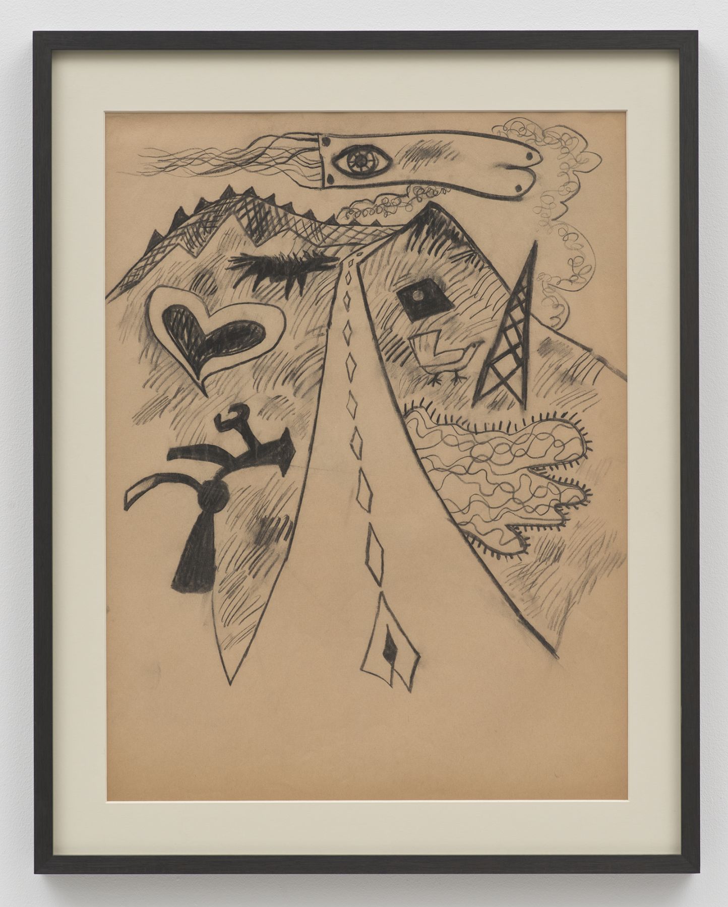 John Tweddle Love Highway (with kite), N.D. Pen and ink on brown paper 28 ½ x 22 ½