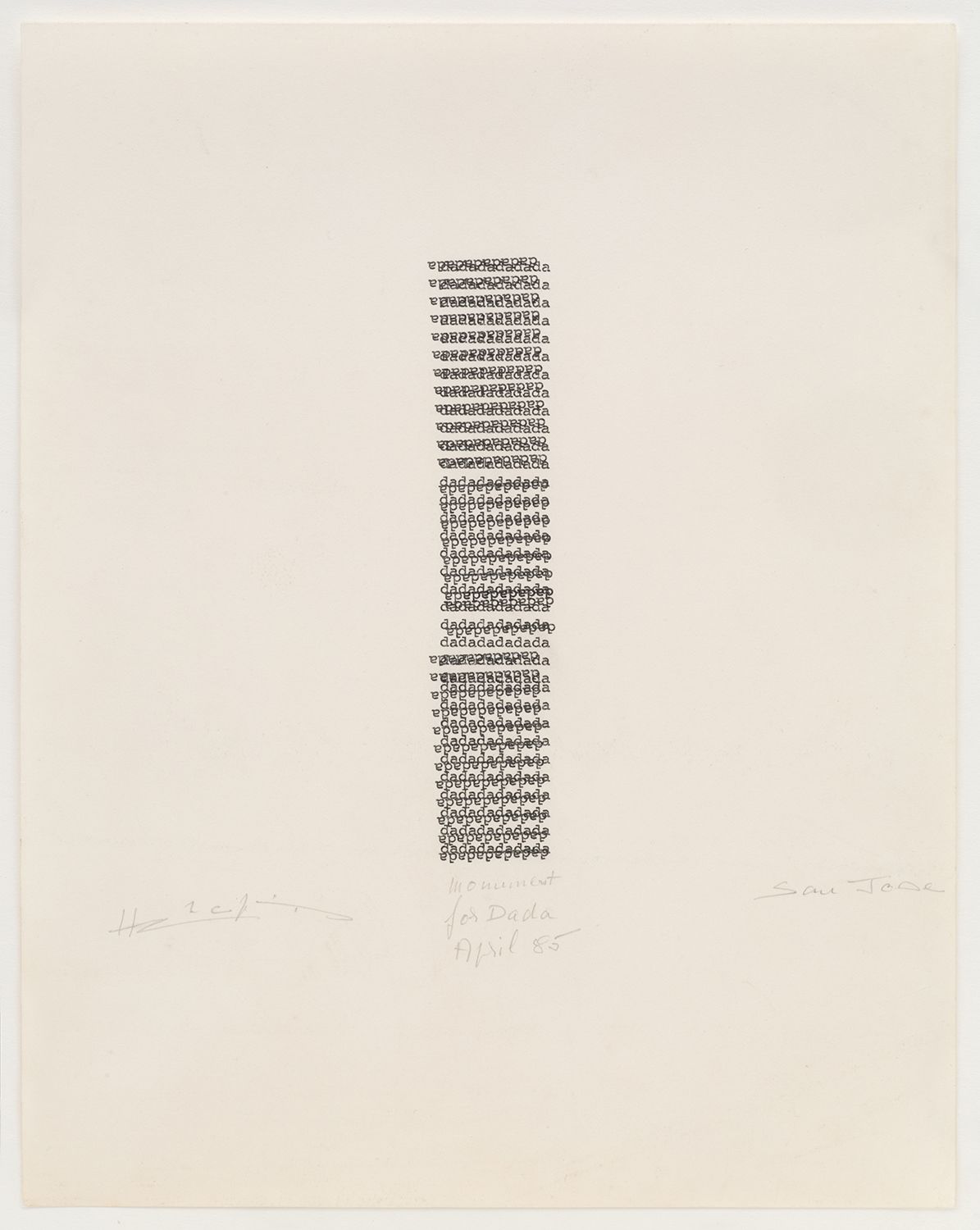 Henri Chopin, Monument for Dada, 1985
