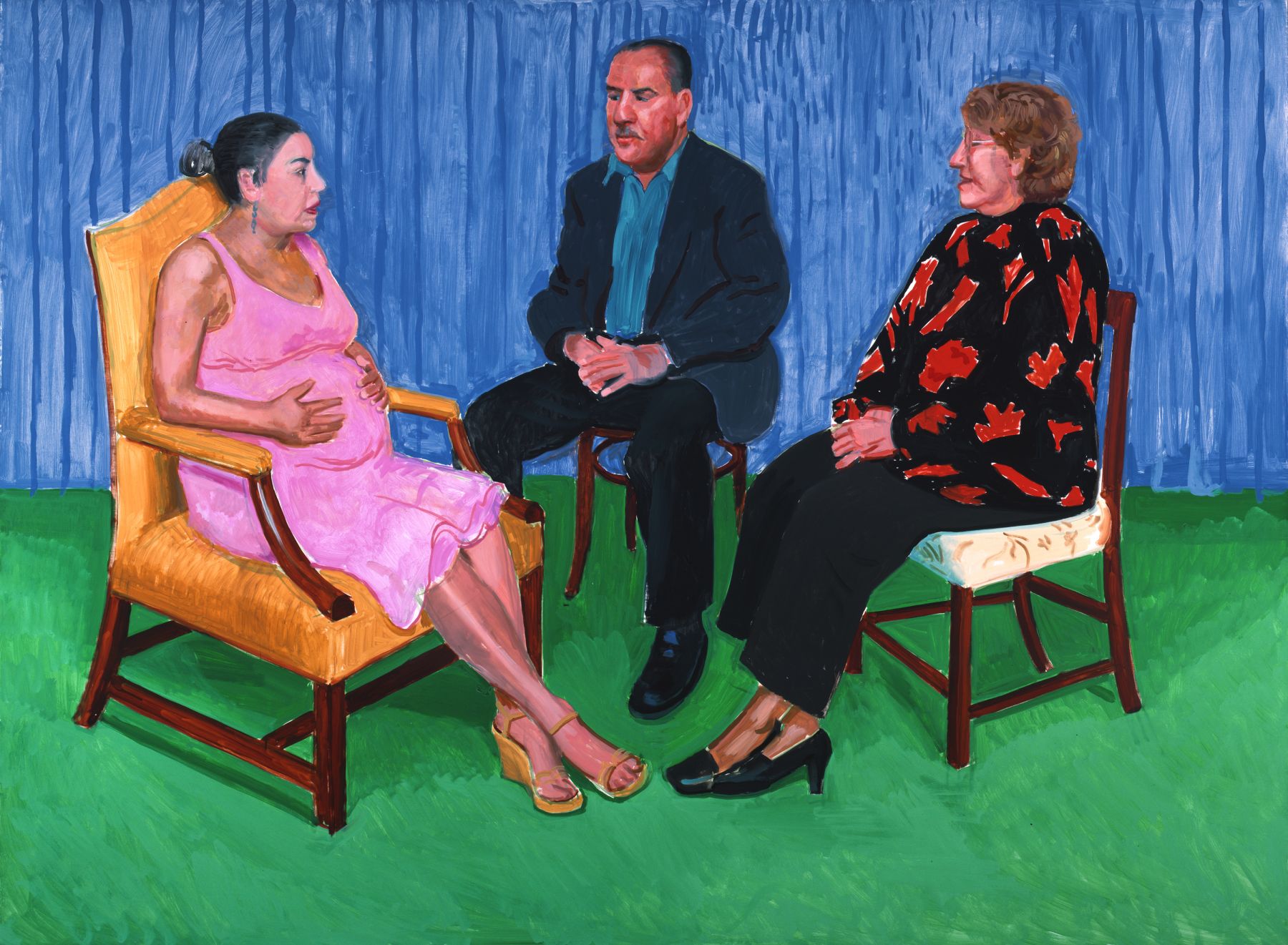 David Hockney Elsa, David and Dayanna Oil on canvas