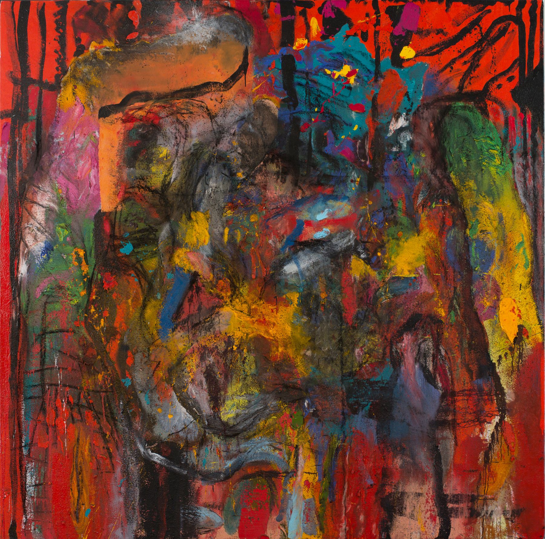 Jim Dine Coming From the Darkness, I Hear Your Laugh! Oil, acrylic, charcoal and sand on linen
