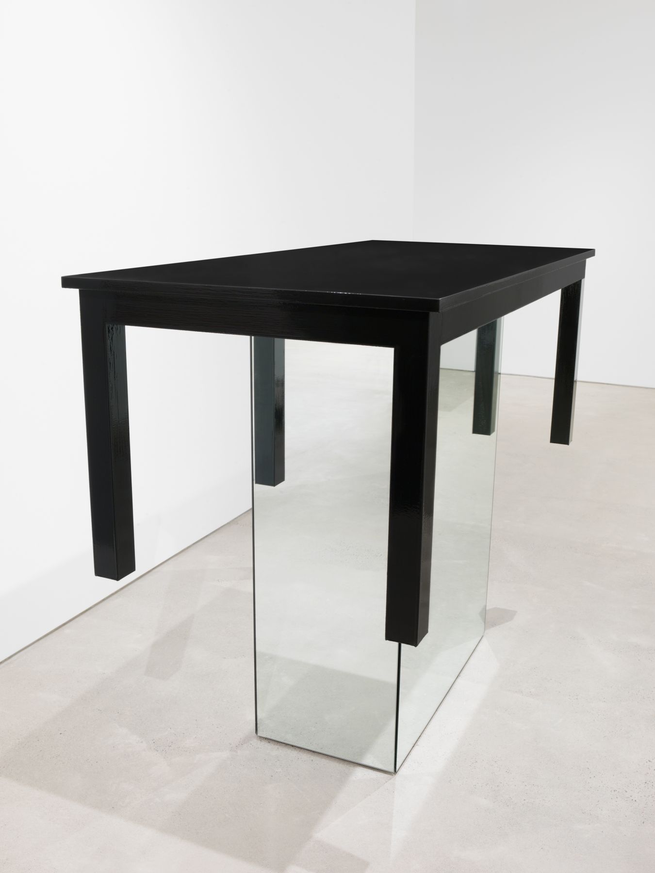 A Table with 90 Coats of Paint, 2016, Enamel on eastern maple and plywood, mirrored glass