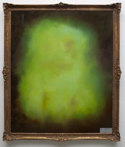 Stephen G Rhodes ,Vacant Portrait - Jim K., 2008. Oil and collage on canvas, 79-3/4 x 67-3/4 x 4-5/8 inches (framed) (198.8 x 168.3 x 8.6 cm). MP 8