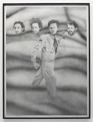 Man with 4 heads drawing, 2011. Pencil on paper, 72 1/4 x 54 inches (image size), (183.5 x 137.2 cm); 75 1/4 x 57 inches (frame size), (191.1 x 144.8 cm). MP D-504