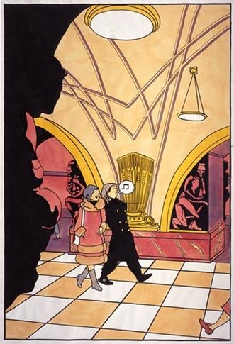 Lucy and Paulina in the Moscow Metro (Ploschad Revolutii), 2005. Acrylic and ink on paper, 136 x 100 inches (345.4 x 254 cm). MP 5