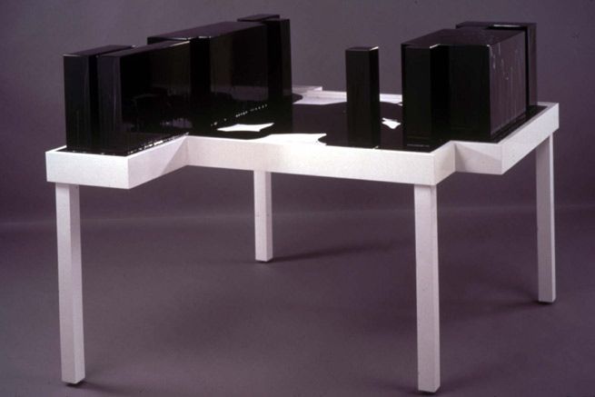 Concretized Negative Space, 2002. Wood, colored polyester resin, 45 x 63 x 55 1/2 inches. MP 02-22