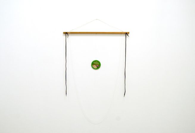 Untitled, 2010. Wood, wire, screw eyes, nails, shoelaces, string, thread, 51 x 32 x 1.5 inches (129.5 x 81.2 x 3.8 cm). MP 41