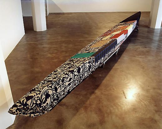 Item 2001 Fiber-glass strengthened plastic, plywood, dual-component acrylic enamel, aluminum, shellac, cotton, silk, polyester, linen